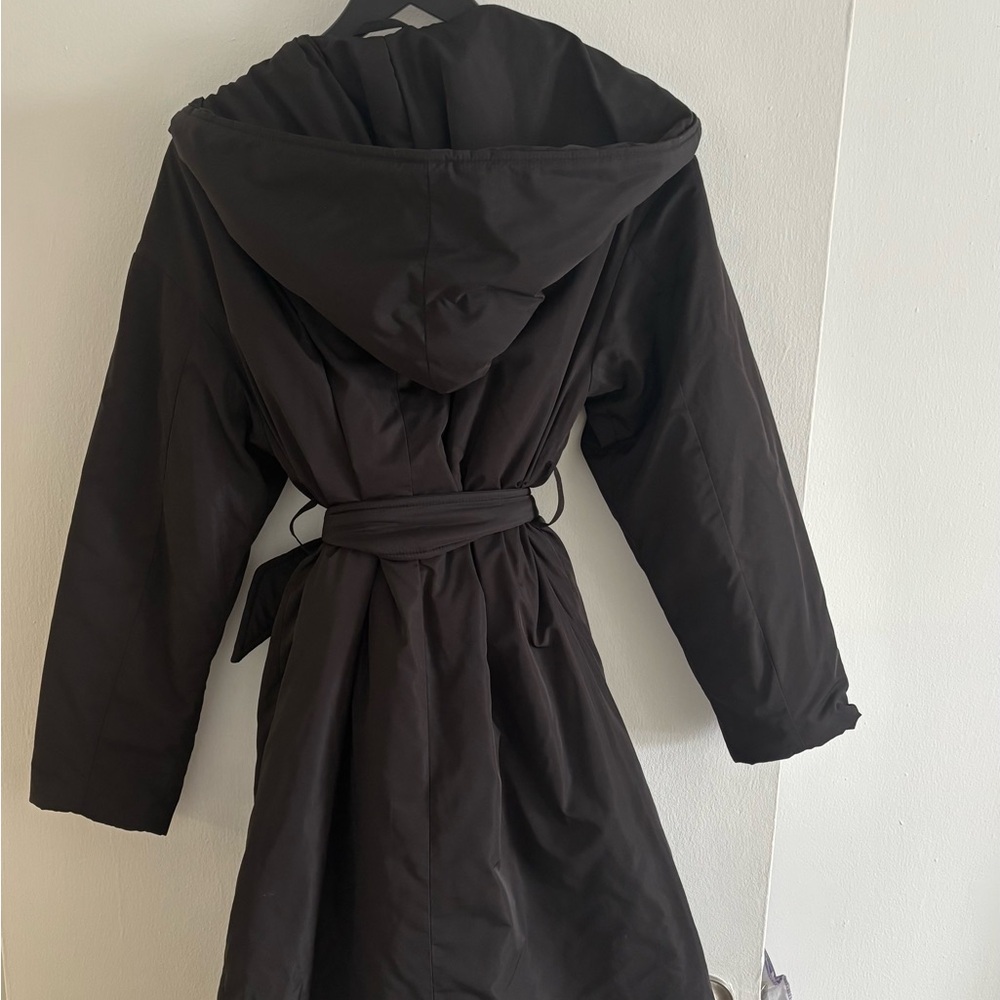 ZARA Stylish Black Belted Coat - Picture 2 of 3